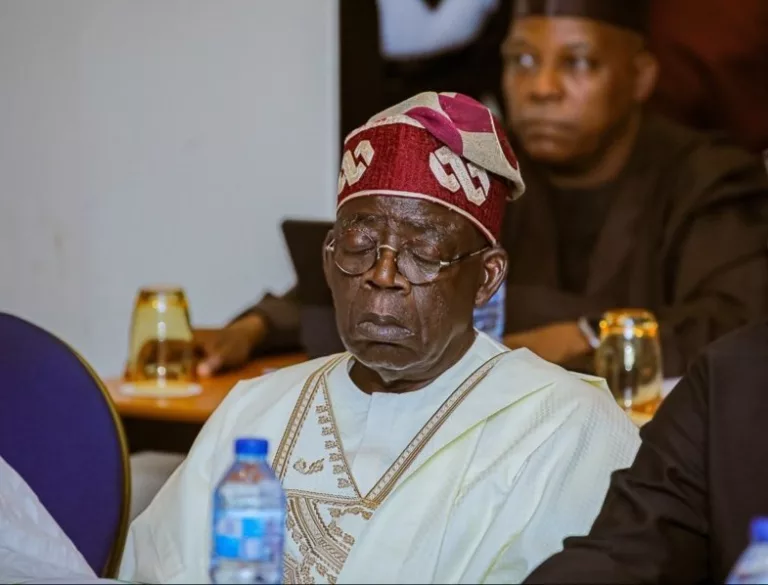 Tinubu Sleeping During Presidential Peace Meeting in Abuja