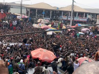 Massive Crowd as Peter Obi Stormed Ladipo Market in Lagos