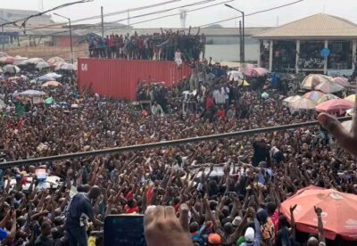 Massive Crowd as Peter Obi Stormed Ladipo Market in Lagos