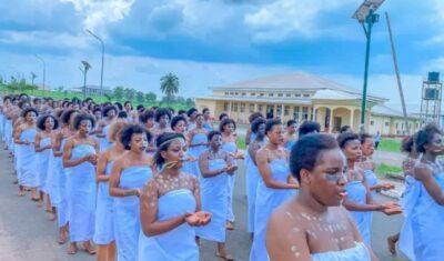 Theatre students of Anambra University during initiation 