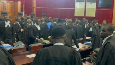 Lawyers at the presidential election petition court in Abuja