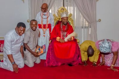 L-R Sam, Excel Publisher, Warri's Chief, Olu of Warri, EBENCO and Wife