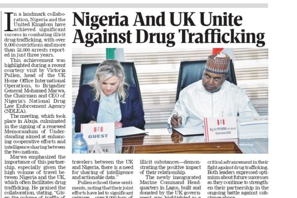 Nigeria and UK Join Forces to Combat Drug Trafficking