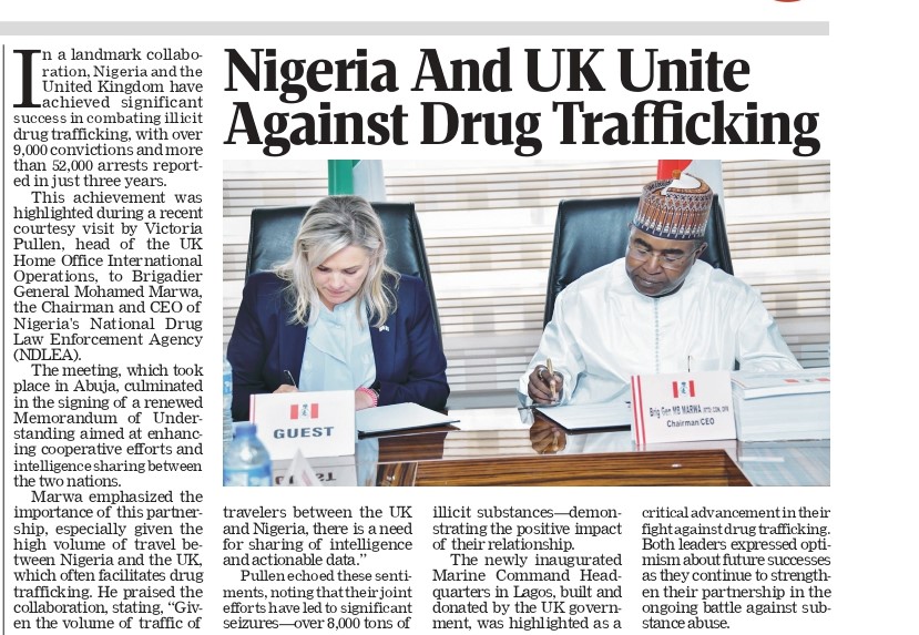 Nigeria and UK Join Forces to Combat Drug Trafficking