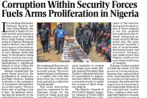 Corruption Within Security Forces Fuels Arms Proliferation in Nigeria