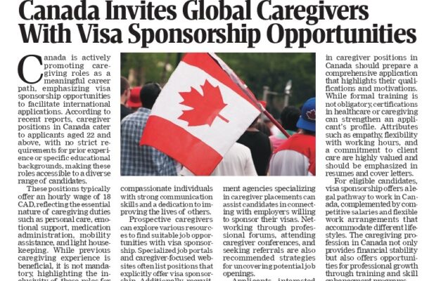 Canada Invites Global Caregivers with Visa Sponsorship Opportunities