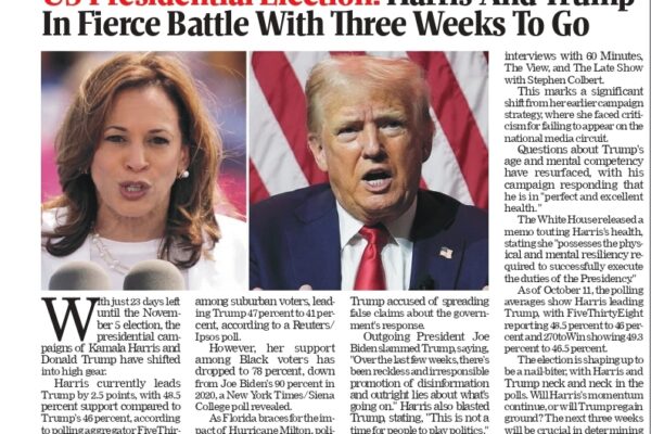 Harris and Trump in Fierce Battle as US Presidential Election Nears With Three Weeks to Go