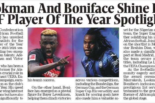 Lookman and Boniface Shine in CAF Player of the Year Spotlight