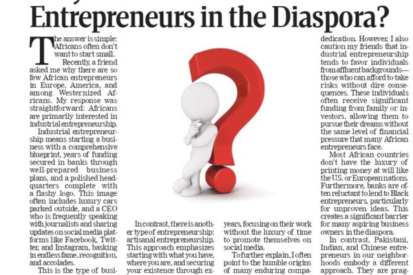 Why Are There So Few African Entrepreneurs in the Diaspora?