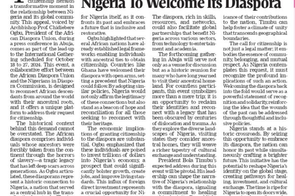 A Historic Opportunity for Nigeria to Welcome Its Diaspora Home