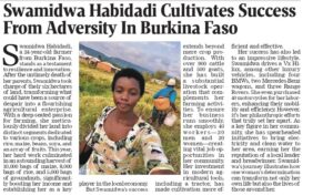 Swamidwa Habidadi Cultivates Success from Adversity in Burkina Faso’s Agricultural Sector