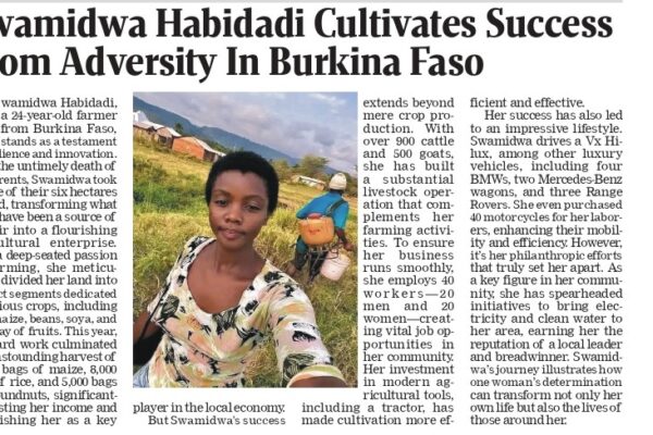 Swamidwa Habidadi Cultivates Success from Adversity in Burkina Faso’s Agricultural Sector