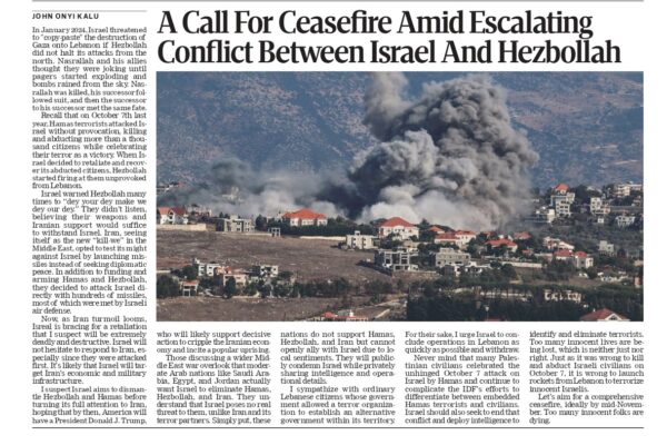 Urgent Call for Ceasefire as Israel-Hezbollah Conflict Escalates