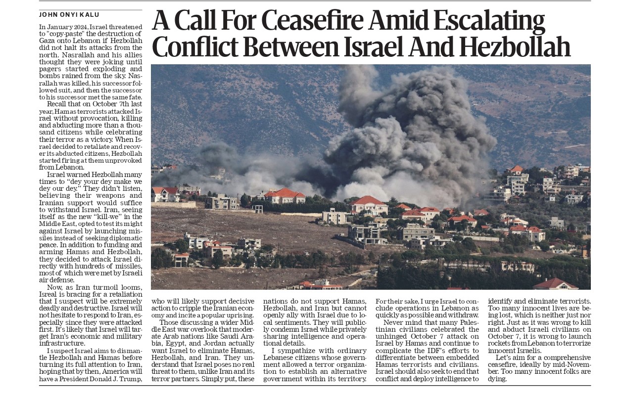 Urgent Call for Ceasefire as Israel-Hezbollah Conflict Escalates