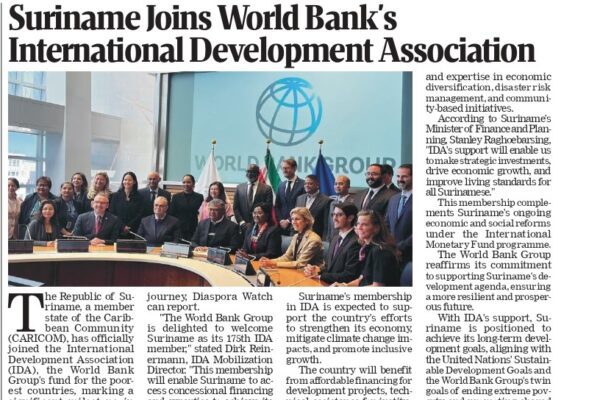 Suriname Joins World Bank's International Development Association: A New Path to Growth and Stability