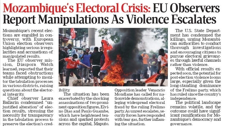 Mozambique Election Crisis: EU Observers Report Manipulations, Rising Violence