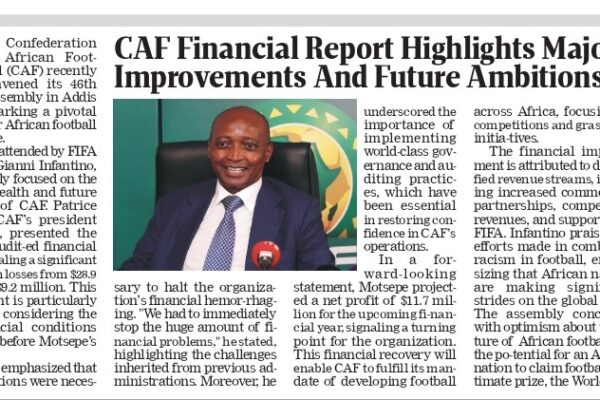 CAF Financial Report Reveals Major Improvements and Future Growth Ambitions