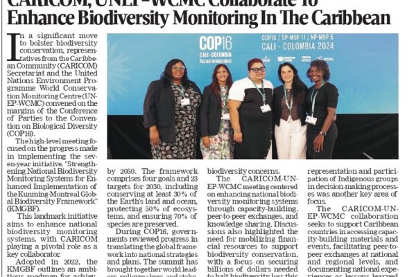 "CARICOM and UNEP-WCMC Join Forces to Boost Biodiversity Monitoring in the Caribbean