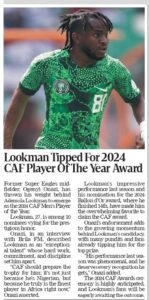 Ademola Lookman Tipped as Favorite for 2024 CAF Player of the Year Award