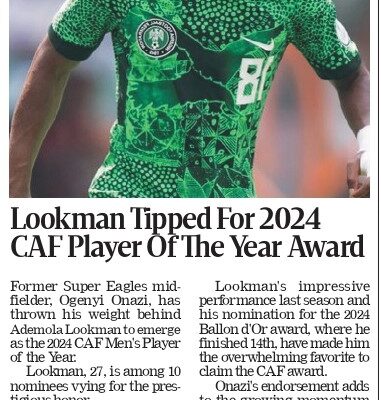 Ademola Lookman Tipped as Favorite for 2024 CAF Player of the Year Award