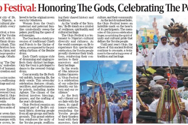 Olojo Festival: Honoring the Gods and Celebrating Yoruba Heritage